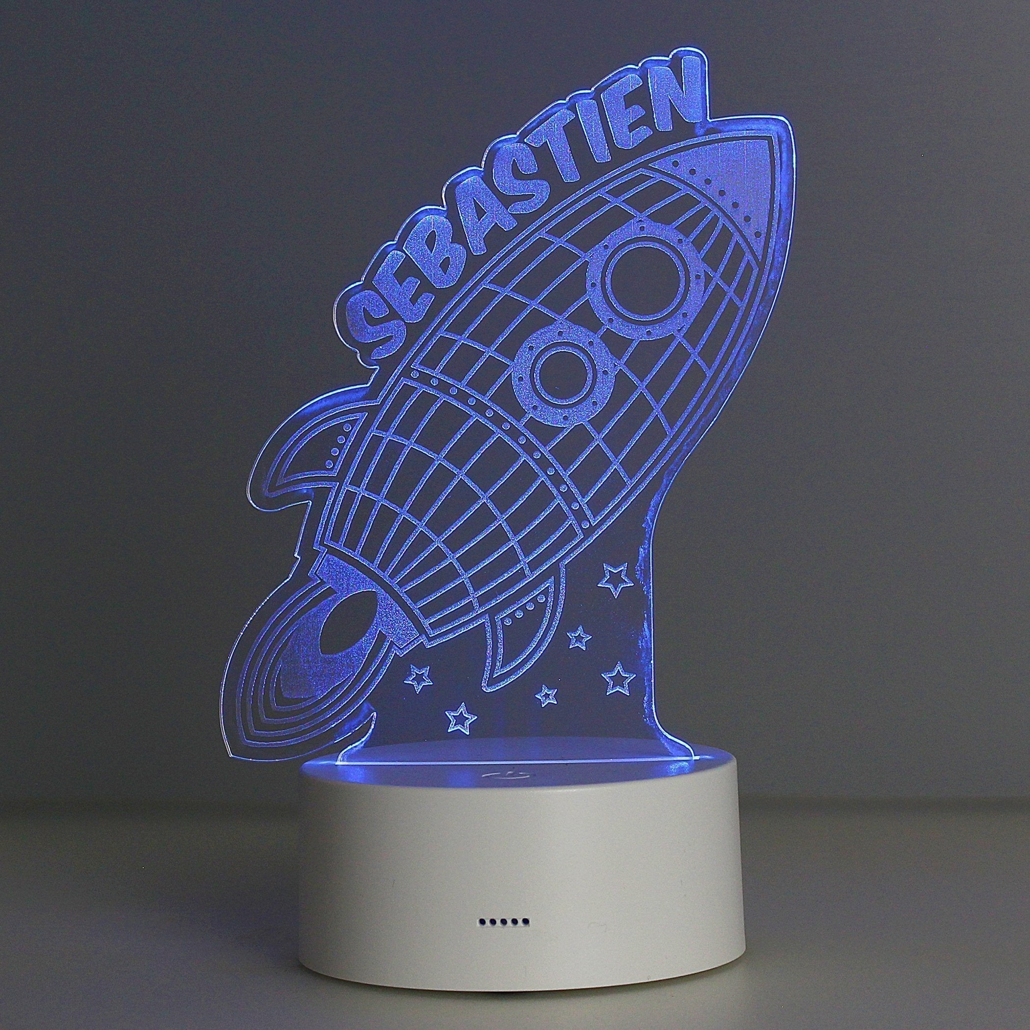 Personalised Rocket LED Colour Changing Wireframe Night Light