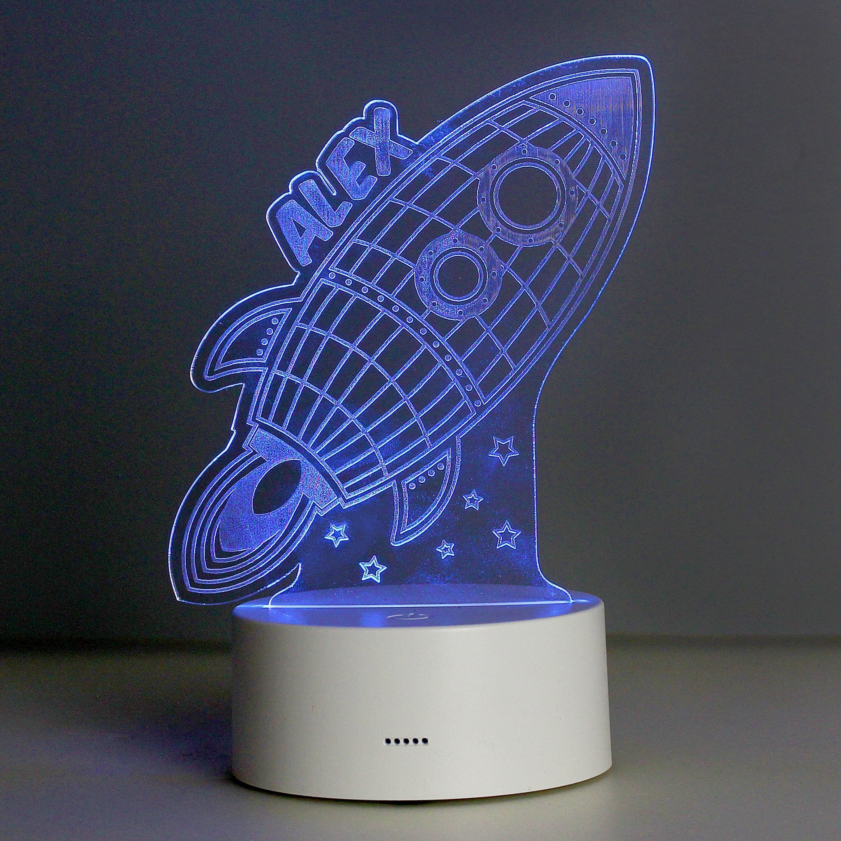 Personalised Rocket LED Colour Changing Wireframe Night Light