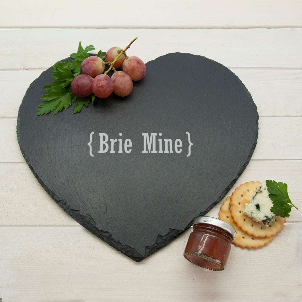 Personalised Romantic Brackets Heart Slate Cheese Board