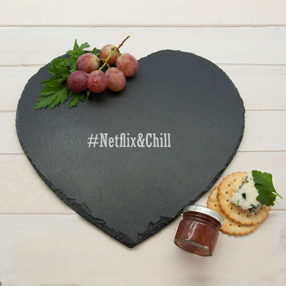 Personalised Romantic Hashtag Heart Slate Cheese Board