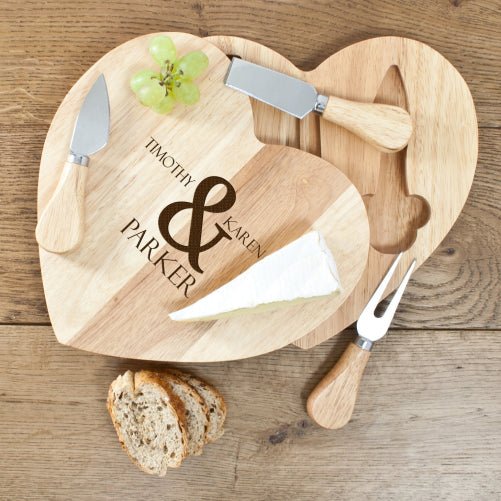 Personalised Romantic Heart Cheese Set