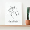Personalised Personalised Romantic Line Art Embracing Couple Print