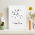 Personalised Personalised Romantic Line Art Embracing Couple Print
