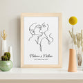 Personalised Personalised Romantic Line Art Embracing Couple Print