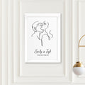 Personalised Personalised Romantic Line Art Embracing Couple Print
