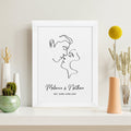Personalised Personalised Romantic Line Art Kissing Couple Print
