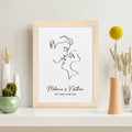Personalised Personalised Romantic Line Art Kissing Couple Print
