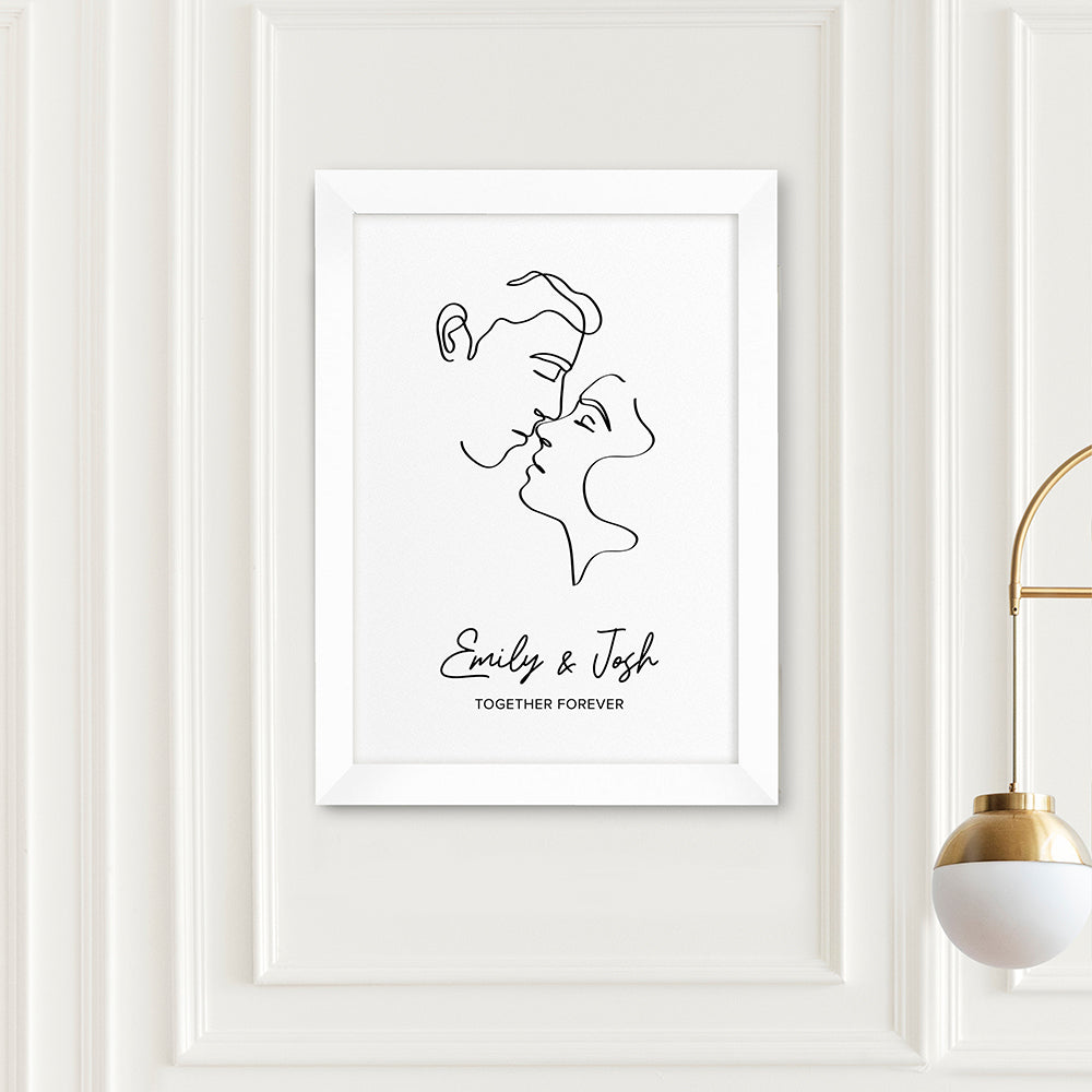 Personalised Personalised Romantic Line Art Kissing Couple Print