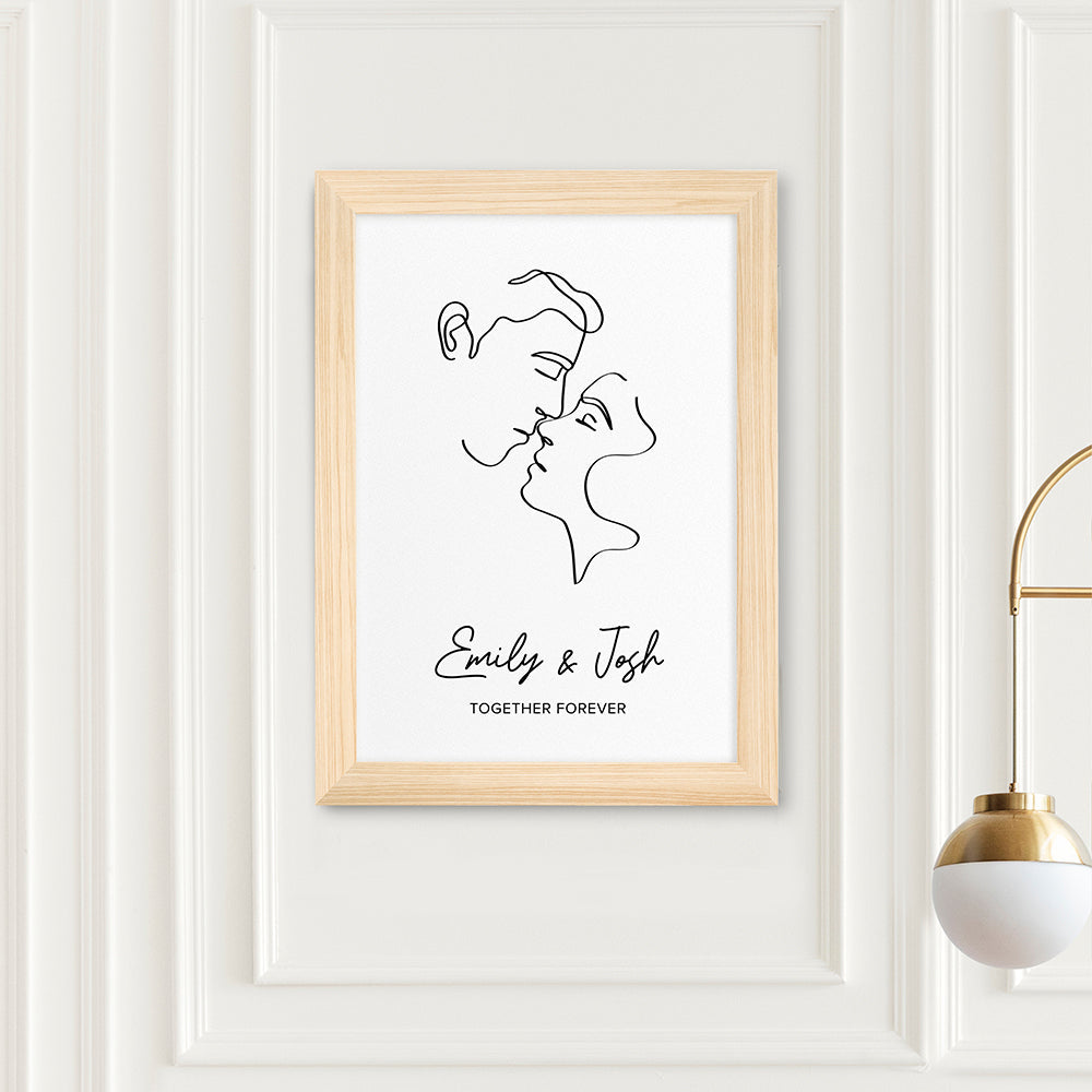 Personalised Personalised Romantic Line Art Kissing Couple Print