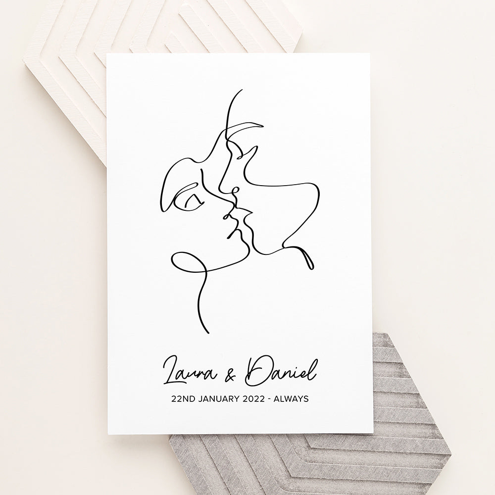 Personalised Personalised Romantic Line Art Loving Couple Print