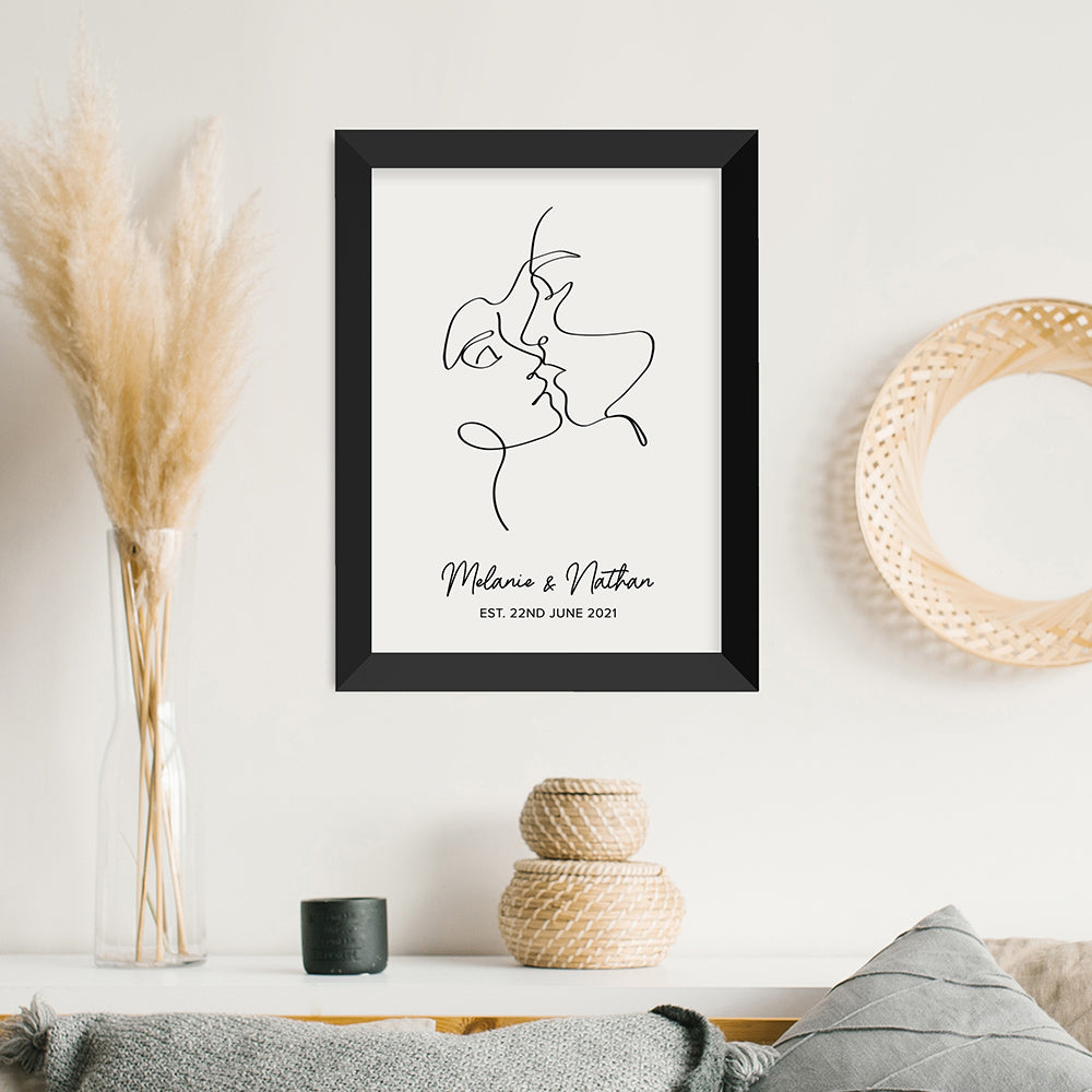 Personalised Personalised Romantic Line Art Loving Couple Print
