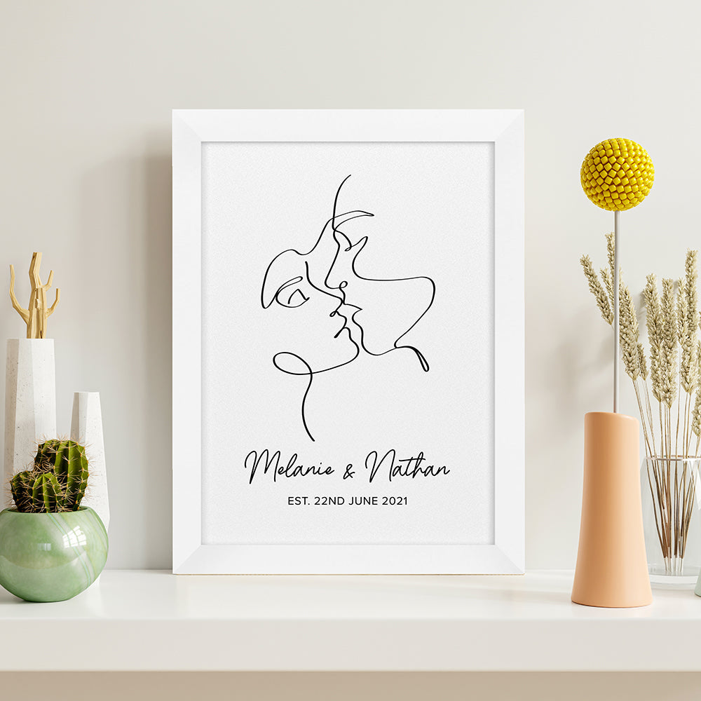 Personalised Personalised Romantic Line Art Loving Couple Print