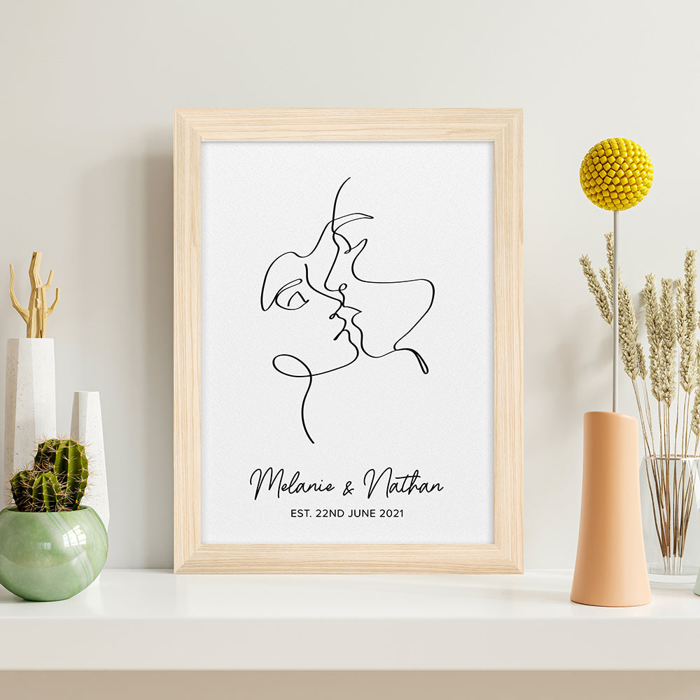 Personalised Personalised Romantic Line Art Loving Couple Print