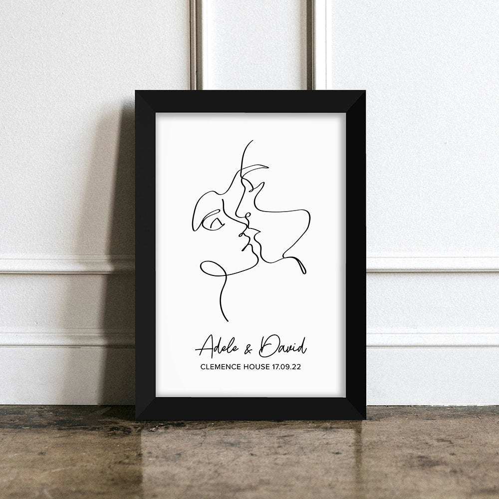 Personalised Personalised Romantic Line Art Loving Couple Print