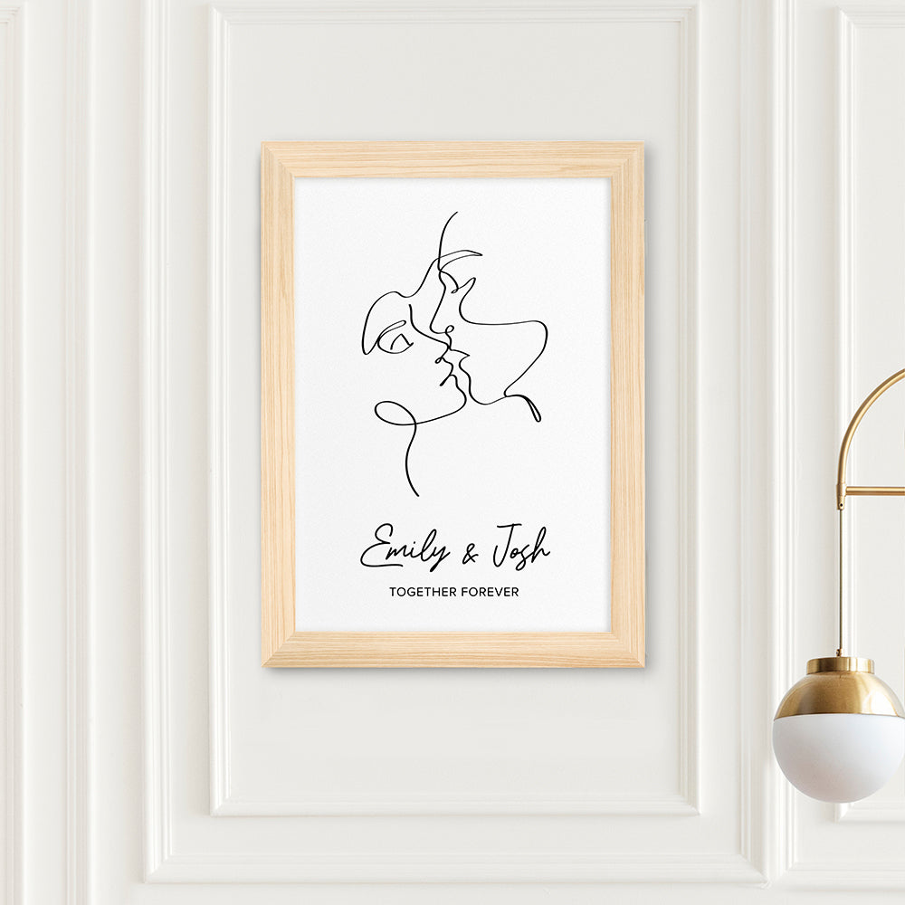 Personalised Personalised Romantic Line Art Loving Couple Print