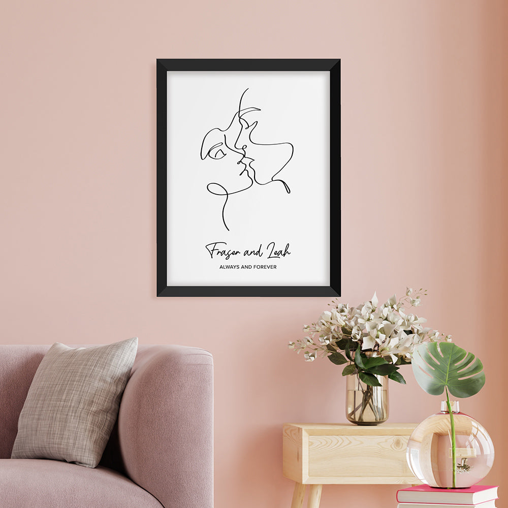 Personalised Personalised Romantic Line Art Loving Couple Print