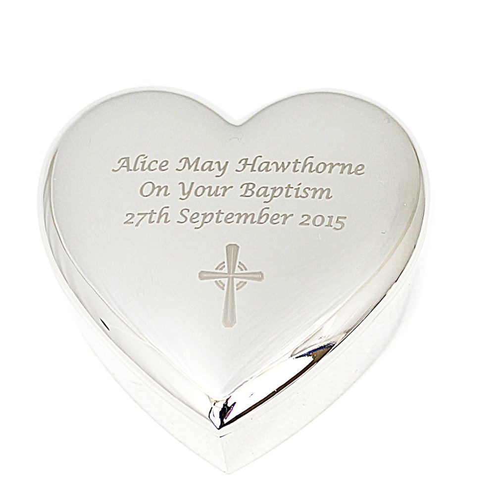 Personalised Rosary Beads And Cross Heart Trinket Box