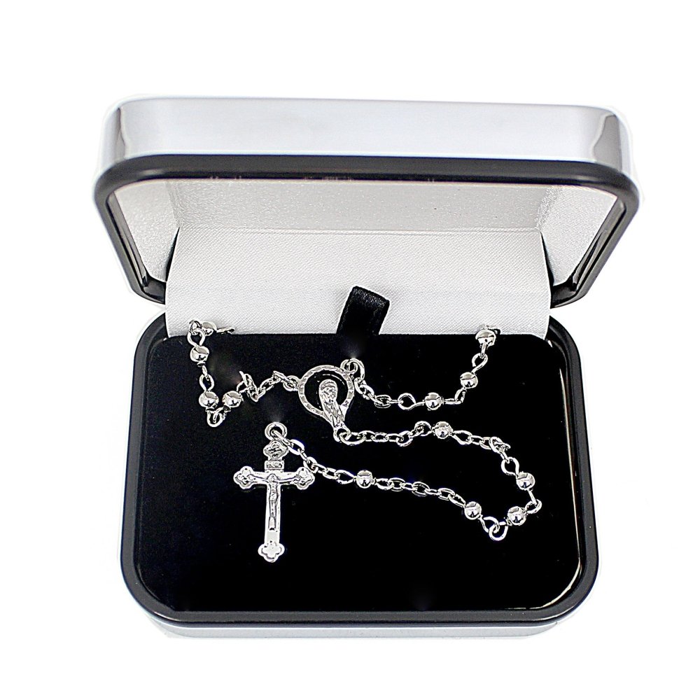 Personalised Rosary Beads And Cross Trinket Box
