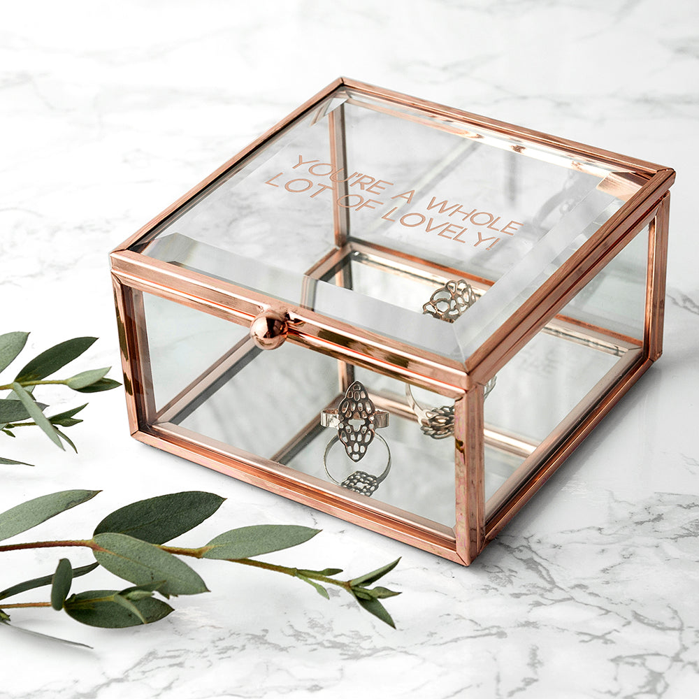 Personalised Personalised Rose Gold Glass Trinket Box