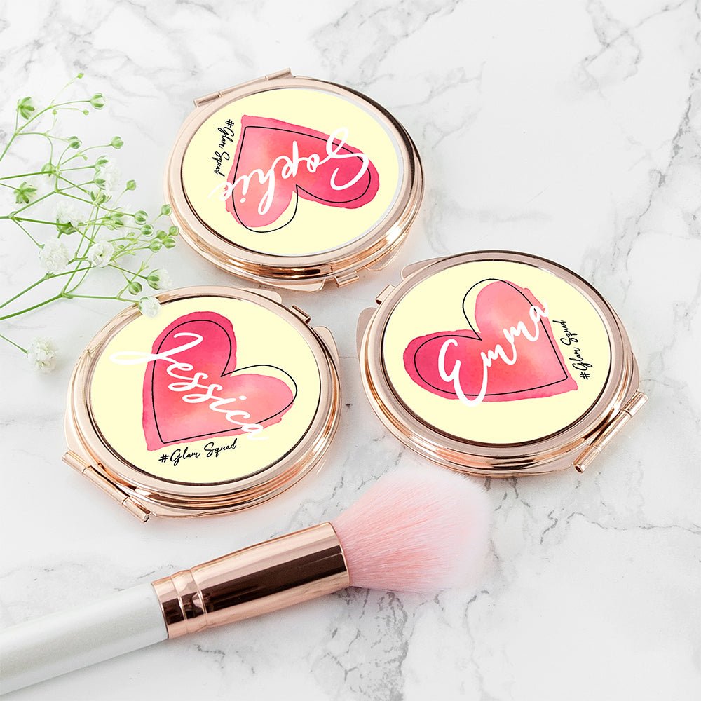 Personalised Rose Gold #Heart Compact Mirror
