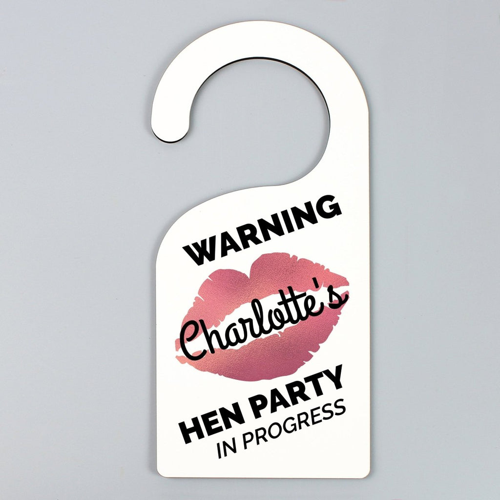 Personalised Rose Gold Lips Hen Party Door Hanger