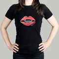 Personalised Rose Gold Lips Hen Party T-Shirt - Black Medium