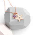 Personalised Personalised Rose Gold Star with Birthstone Crystal Necklace
