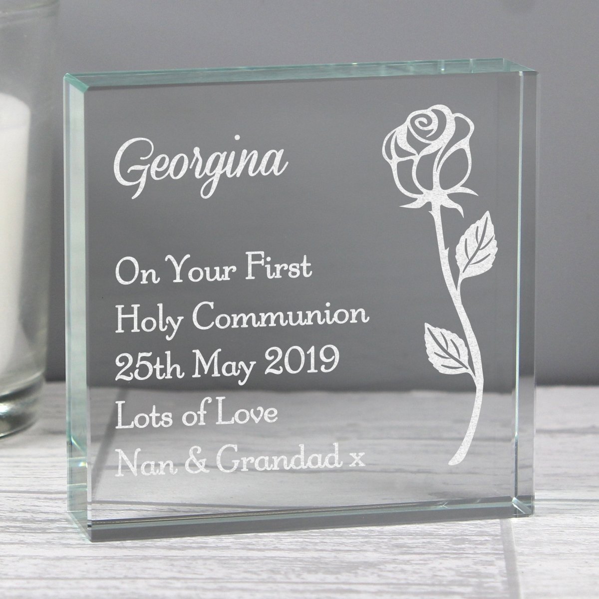 Personalised Rose Large Crystal Token