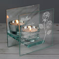 Personalised Rose Mirrored Glass Tea Light Holder
