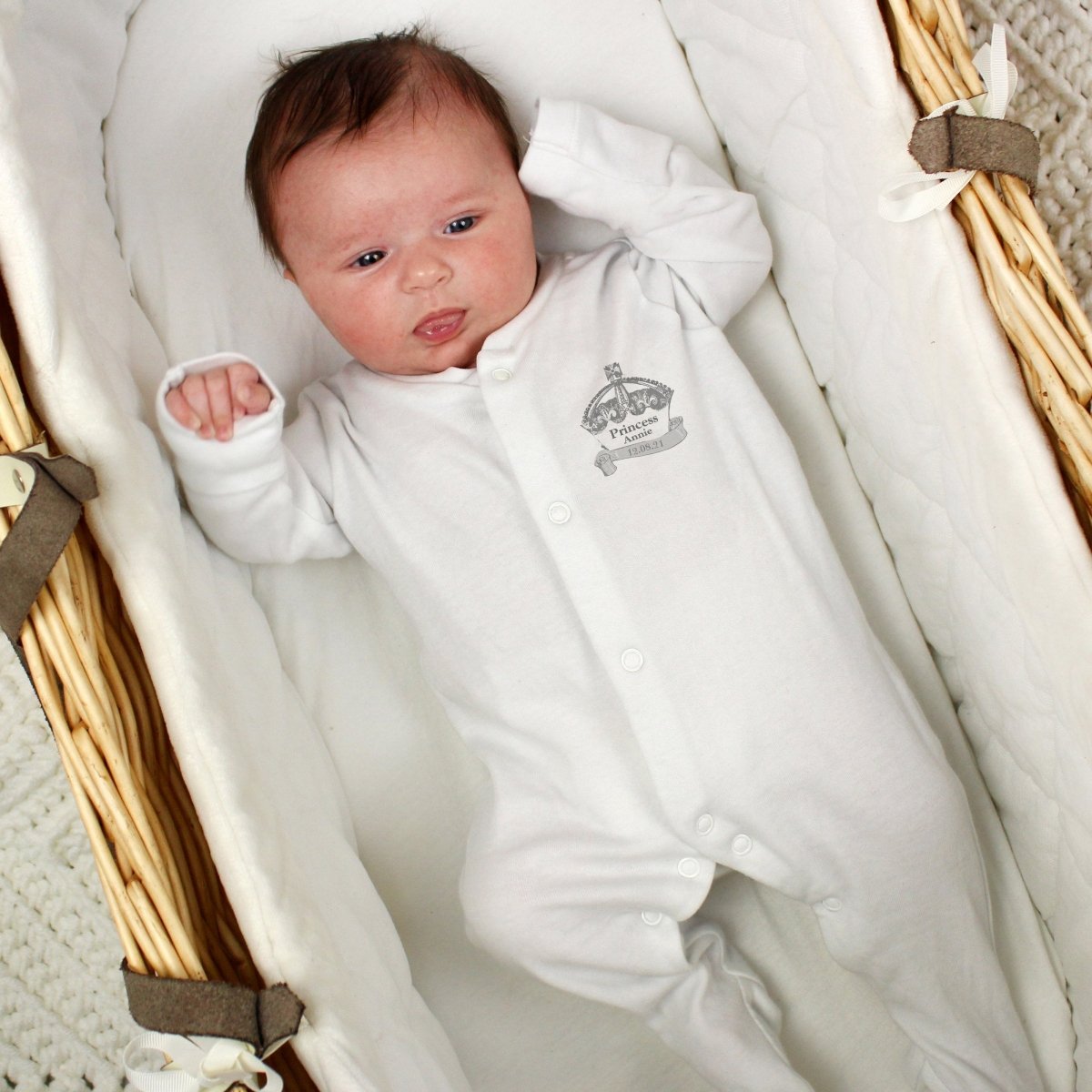 Personalised Royal Crown 0-3 Months Babygrow