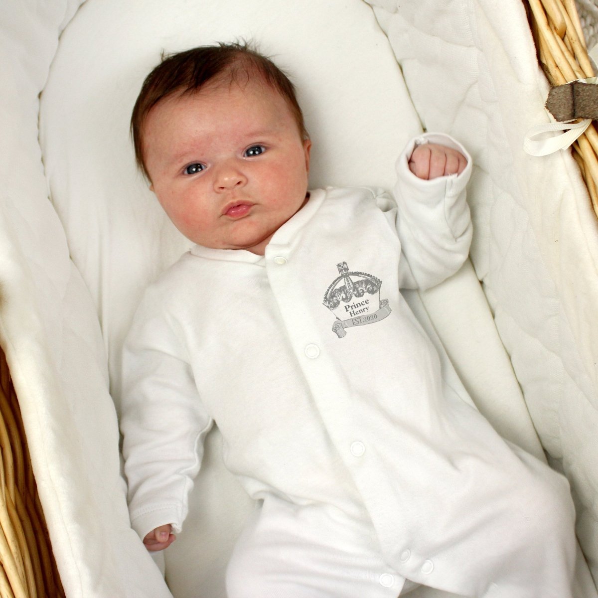 Personalised Royal Crown 0-3 Months Babygrow