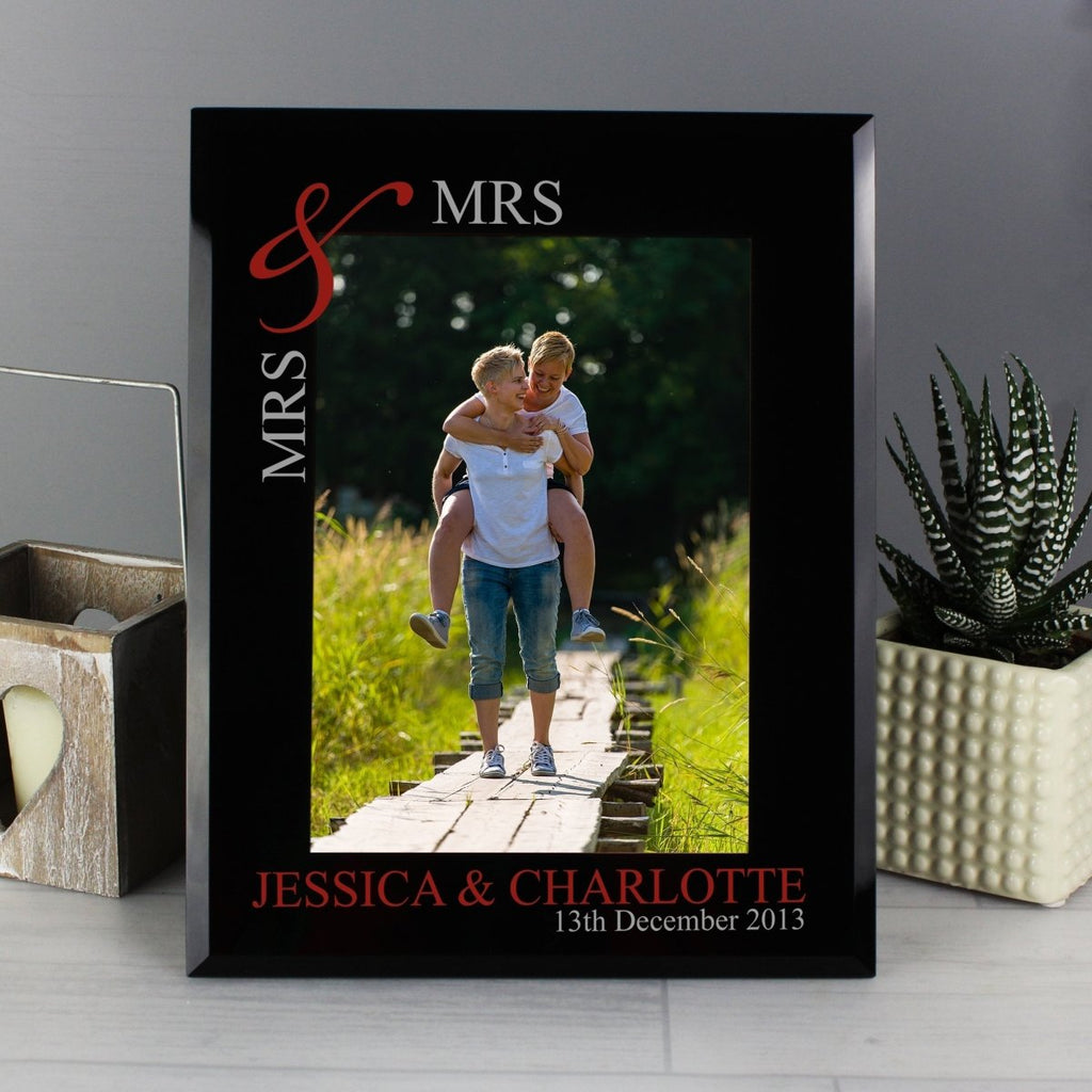 Personalised Ruby Couples 5x7 Inch Black Glass Photo Frame
