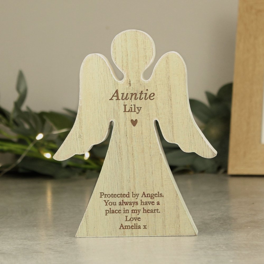 Personalised Rustic Wooden Angel Decoration