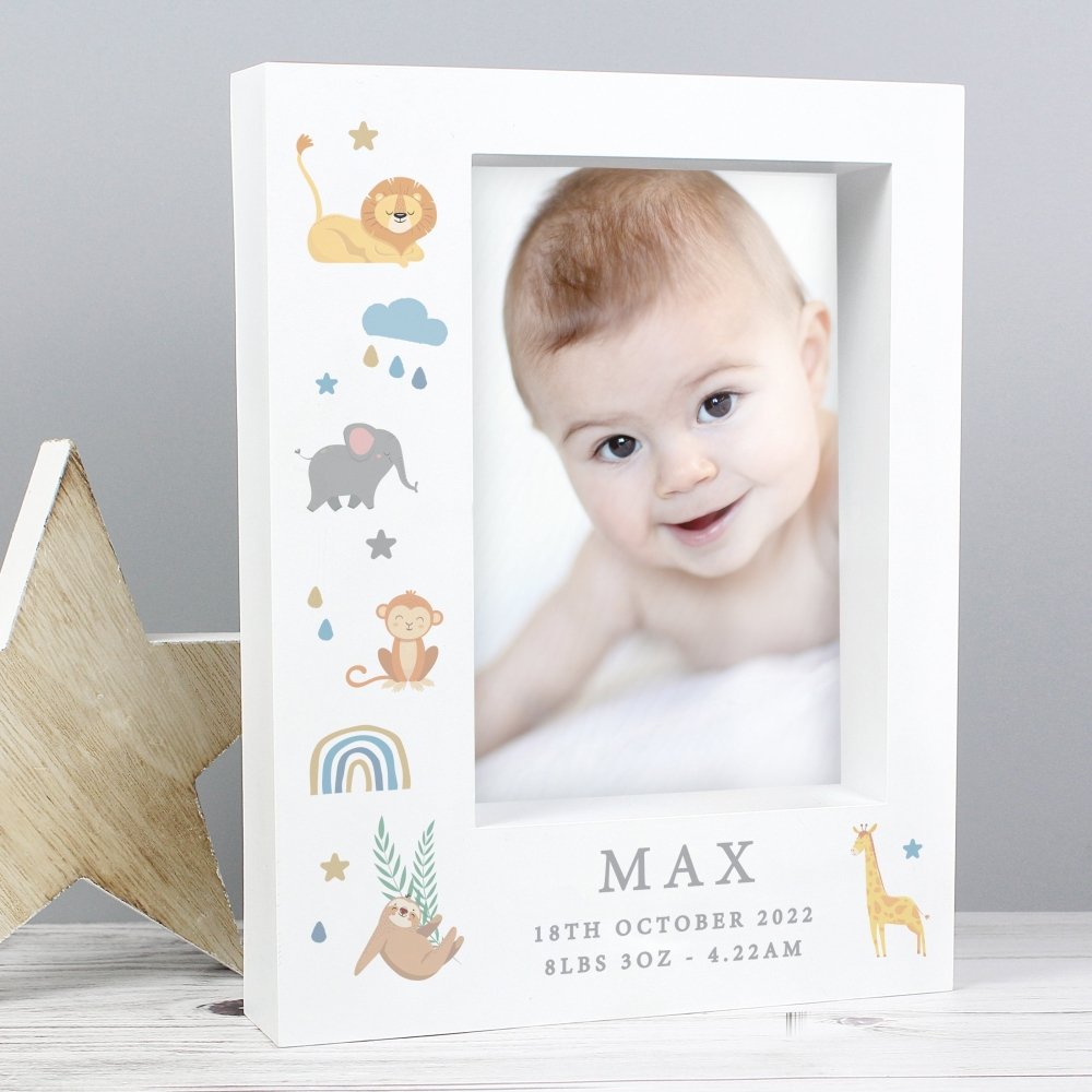 Personalised Safari Animals 5x7 Inch Box Photo Frame
