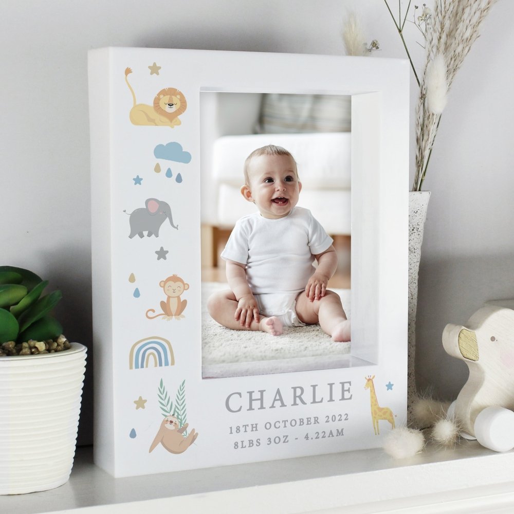 Personalised Safari Animals 5x7 Inch Box Photo Frame