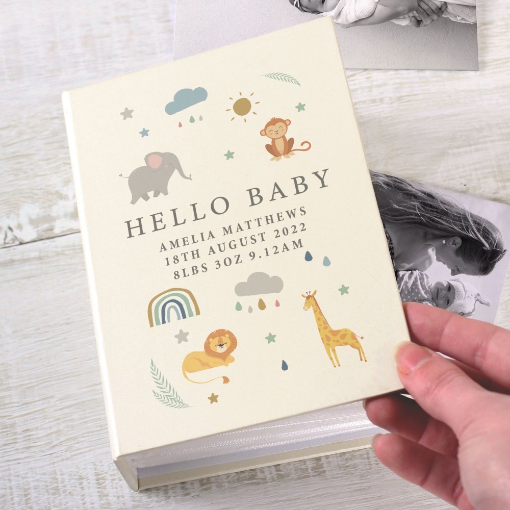 Personalised Safari Animals 6x4 Inch Photo Album With Sleeves