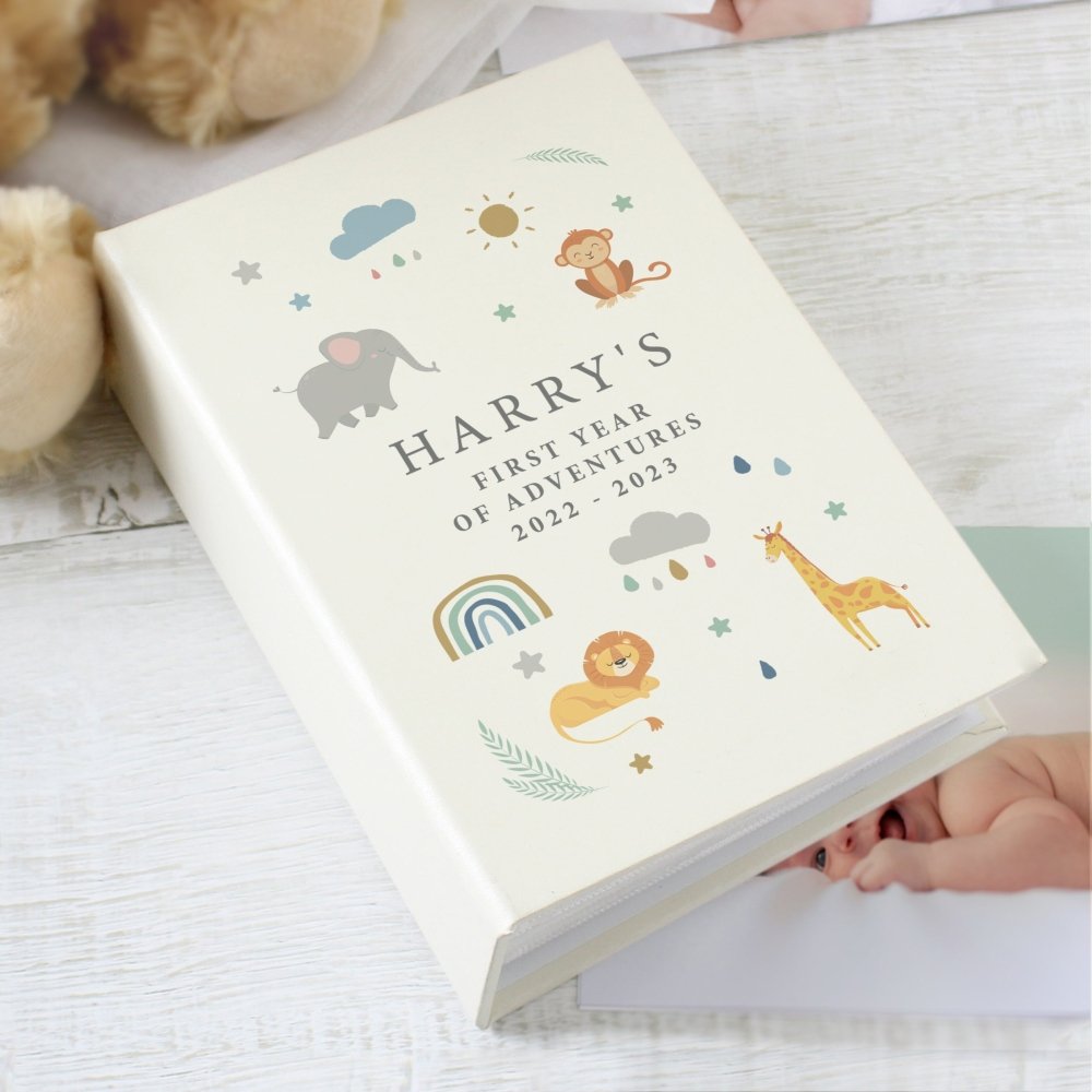 Personalised Safari Animals 6x4 Inch Photo Album With Sleeves