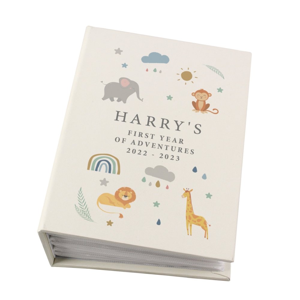 Personalised Safari Animals 6x4 Inch Photo Album With Sleeves