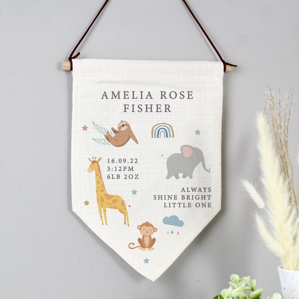 Personalised Safari Animals Animal Hanging Banner