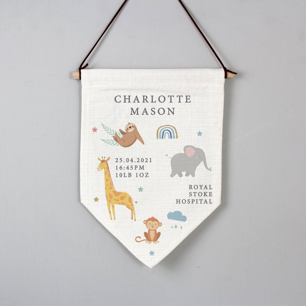 Personalised Safari Animals Animal Hanging Banner