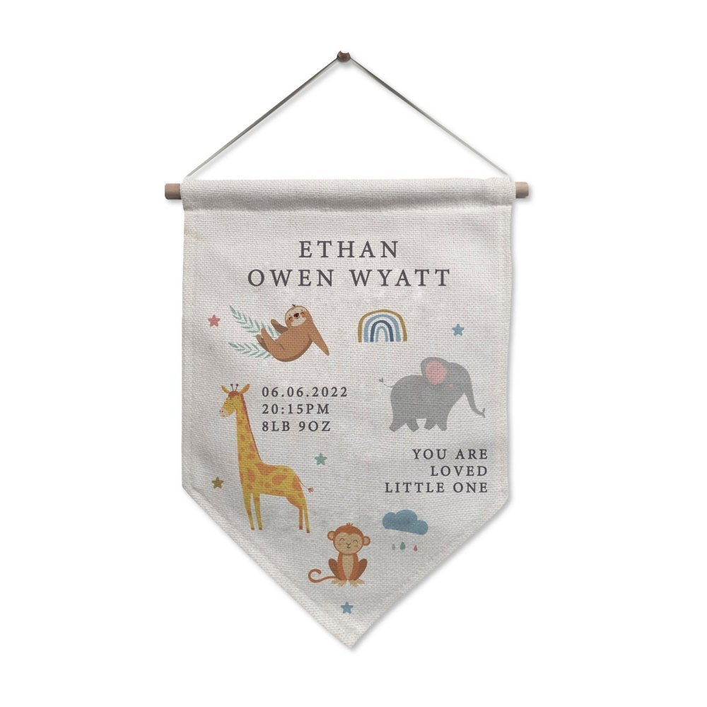Personalised Safari Animals Animal Hanging Banner