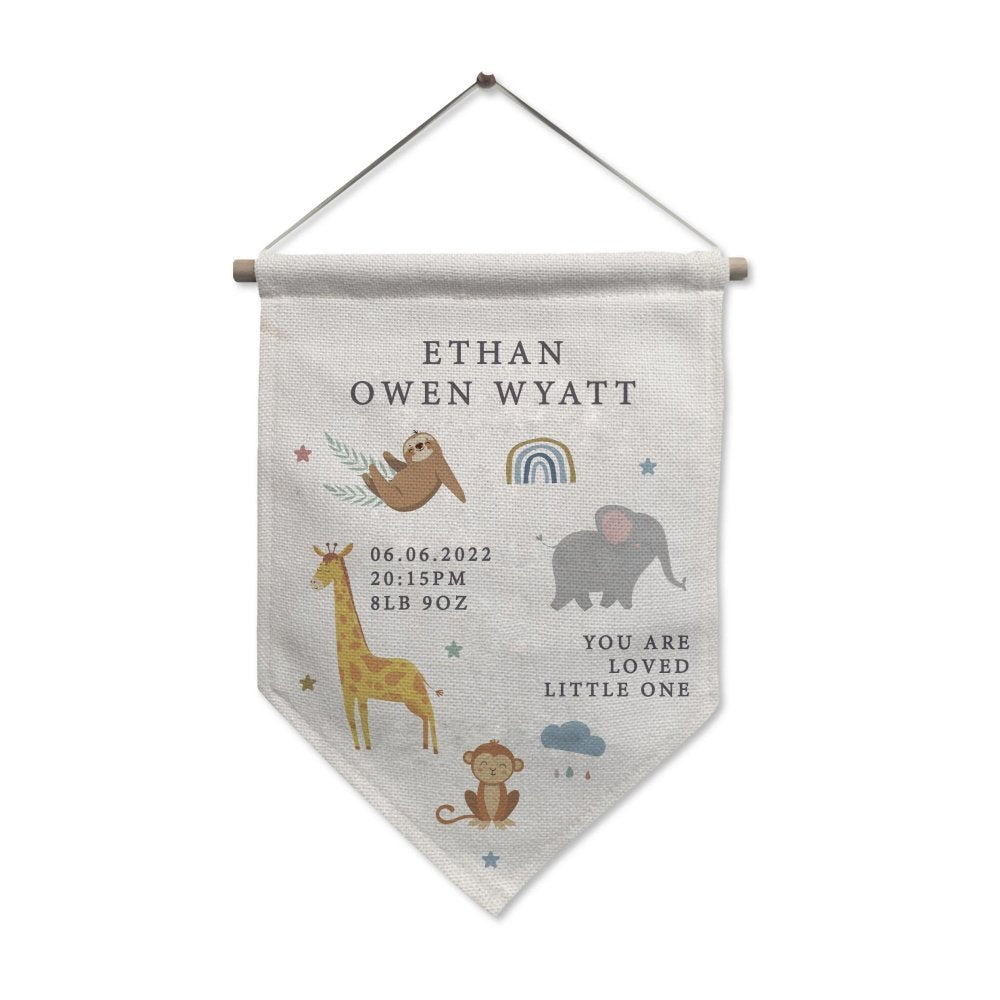 Personalised Safari Animals Hanging Banner