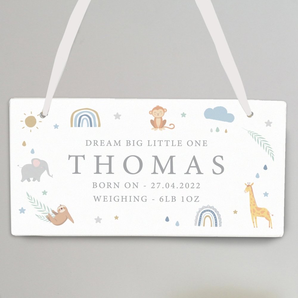 Personalised Safari Animals Wooden Sign