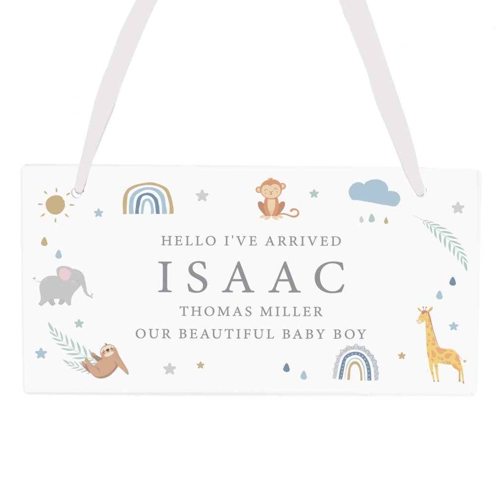 Personalised Safari Animals Wooden Sign