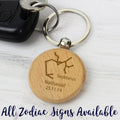 Personalised Sagittarius Zodiac Star Sign Wooden Keyring (November 22nd - December 21st)