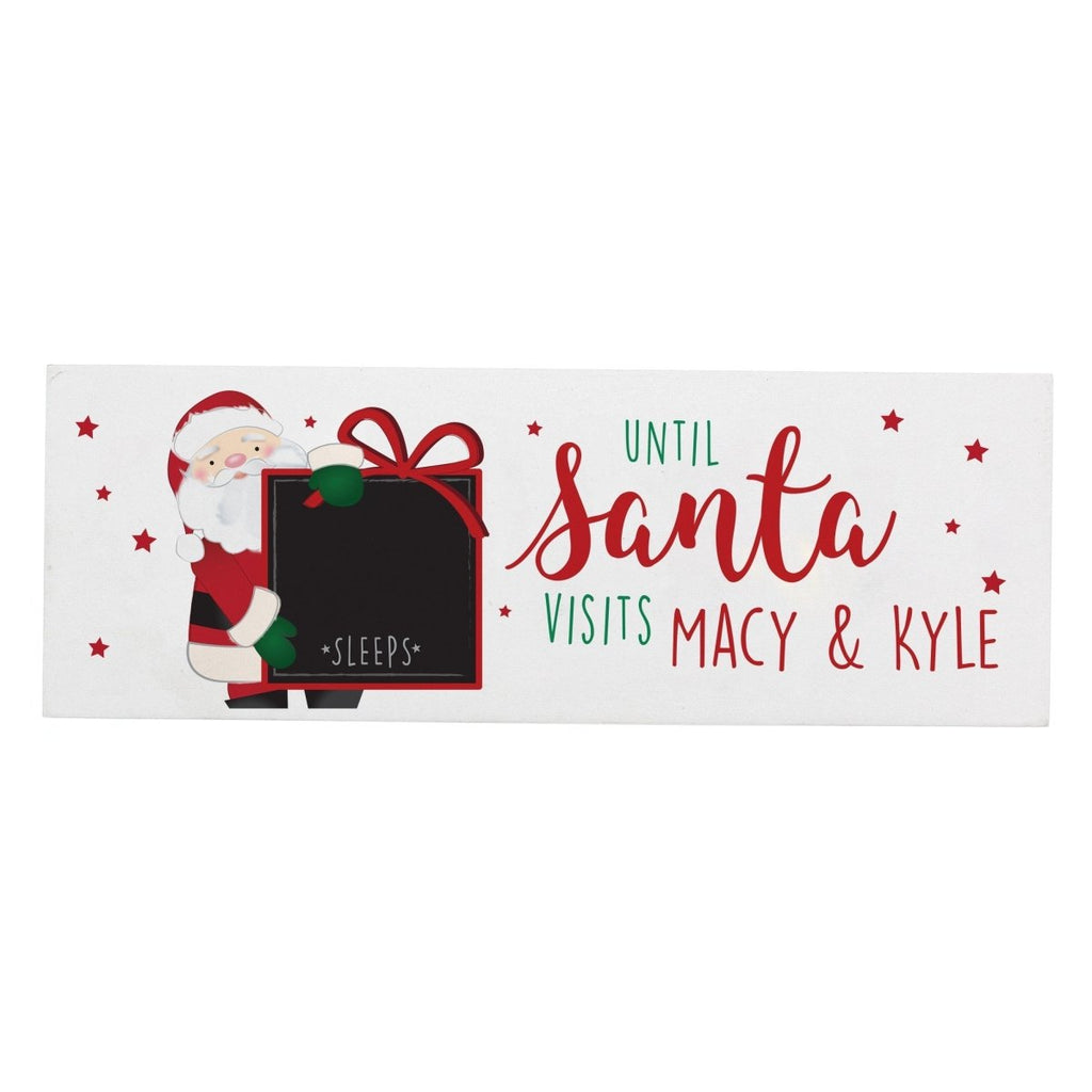 Personalised Santa Christmas Chalk Countdown Wooden Block Sign