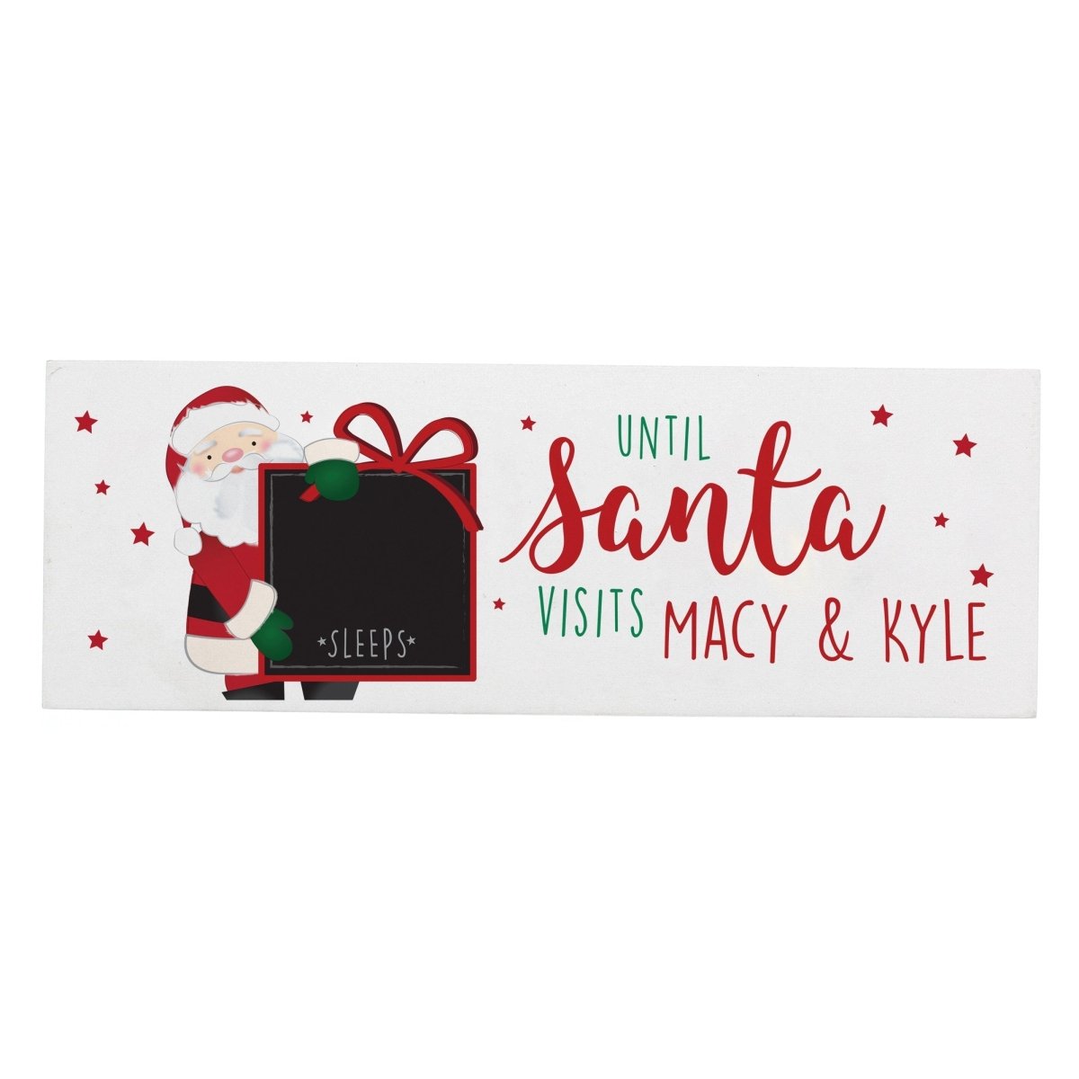 Personalised Santa Christmas Chalk Countdown Wooden Block Sign