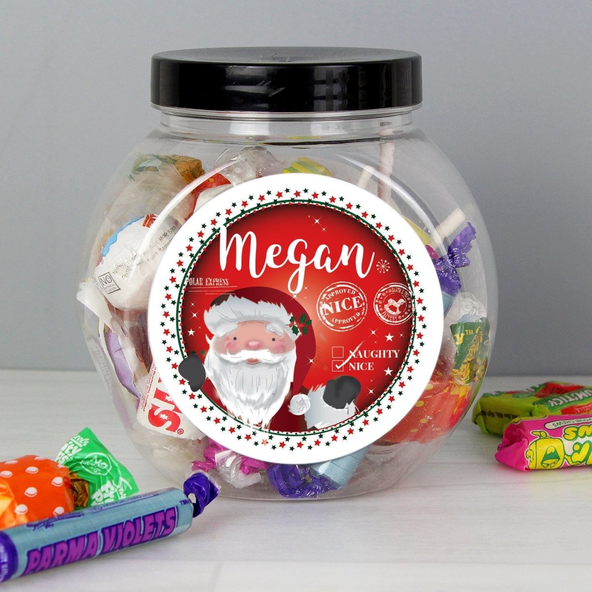 Personalised Santa 'Nice List' Sweet Jar