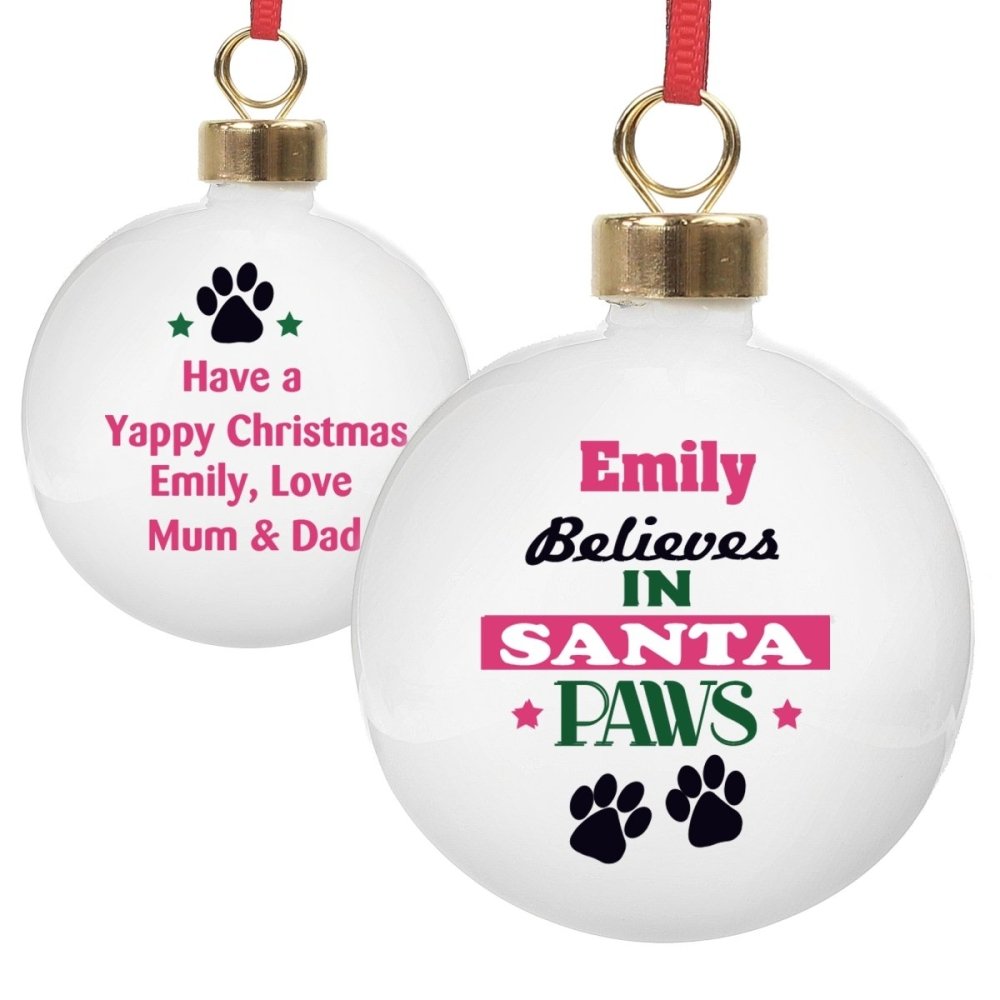 Personalised Santa Paws Bauble