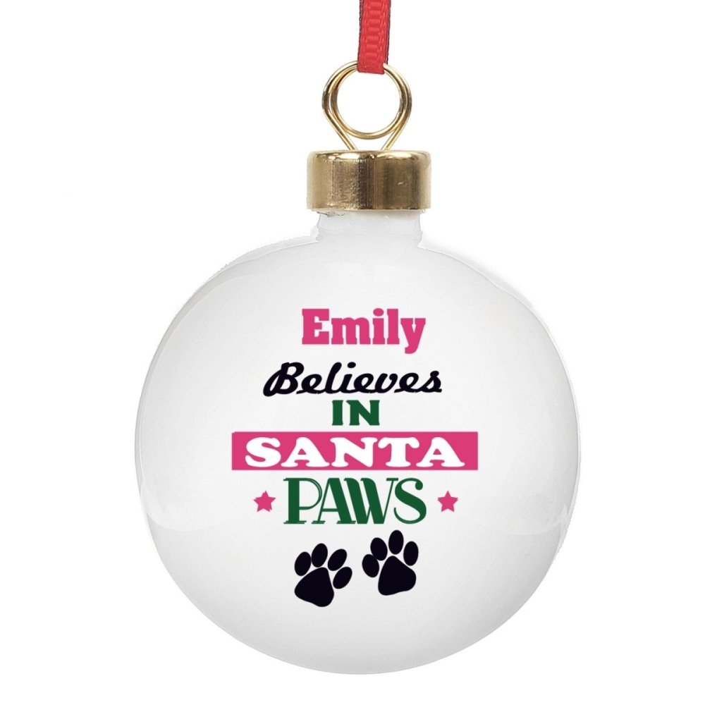 Personalised Santa Paws Bauble